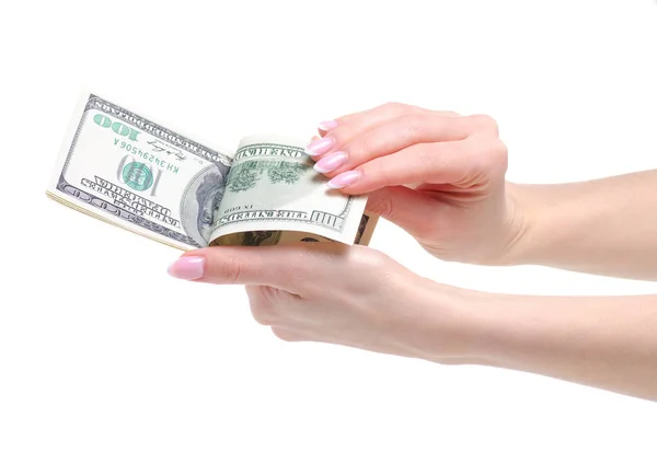 Money dollars currency in hand — Stock Photo, Image