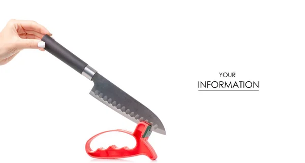 Knife sharpener knife in hands pattern — Stock Photo, Image