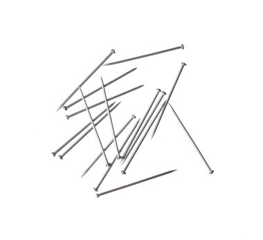 Beyaz arka planda dikiş iğneleri