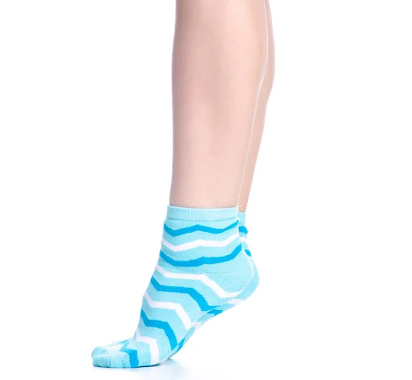 Female legs with blue socks fashion — Stock Photo, Image