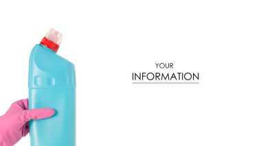 Tuvalet deterjanı ev kimyasalları desen ile şişe temizliği için eldiven eller