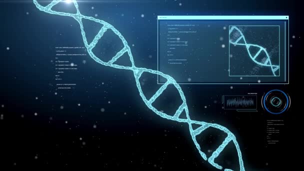 3D-Darstellung von virtuellem DNA-Molekül über Schwarz — Stockvideo