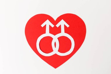 mars symbol on red heart over white background clipart