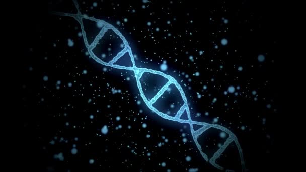 3D рендеринг молекулы виртуальной ДНК поверх черного — стоковое видео
