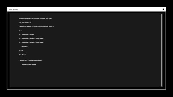 Цифровий екран з комп'ютерним кодуванням над чорним — стокове відео