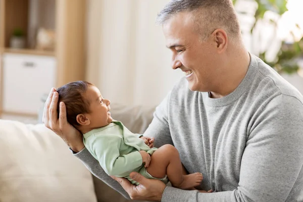 Happy father with little baby boy at home — Stock Photo, Image