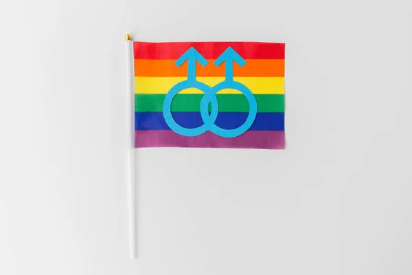 Bandeira do arco-íris com símbolo mars no fundo branco — Fotografia de Stock