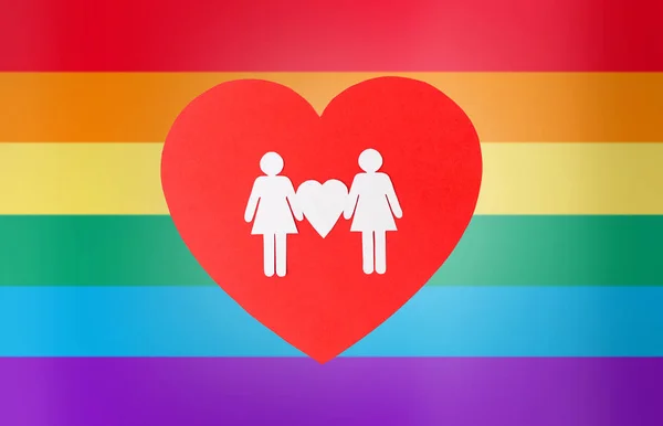 Gay Pride Homosexuella Alla Hjärtans Dag Och Hbt Koncept Kvinnliga — Stockfoto