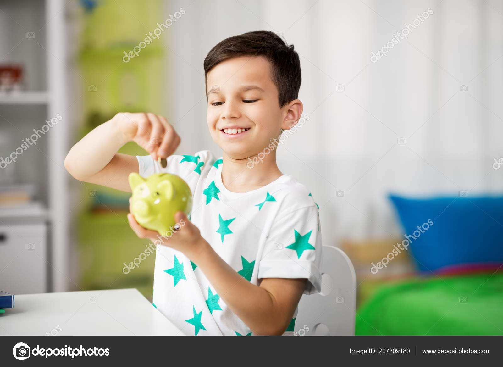 little boy piggy bank