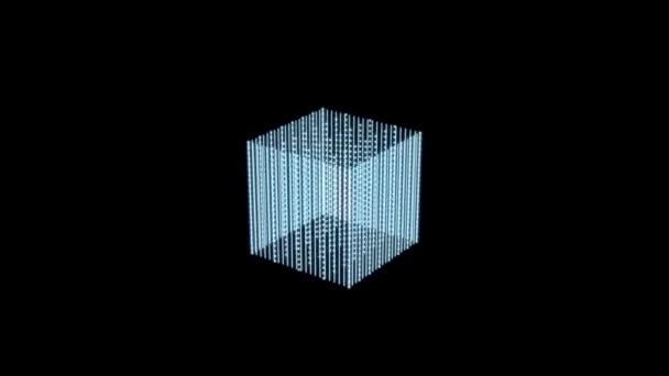 Hologramme cube virtuel sur fond noir — Video