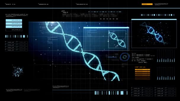 Εικονική οθόνη με μόριο dna — Αρχείο Βίντεο