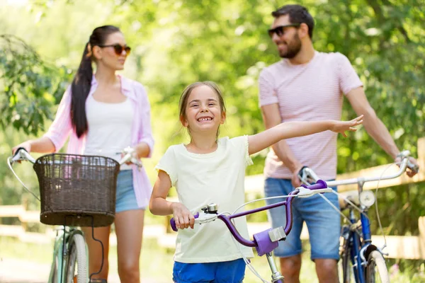 夏天公园里骑自行车的快乐家庭 — 图库照片