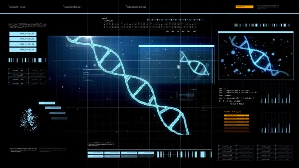Виртуальный экран с молекулой ДНК — стоковое видео