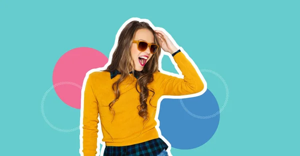Gelukkig tienermeisje in zonnebril — Stockfoto