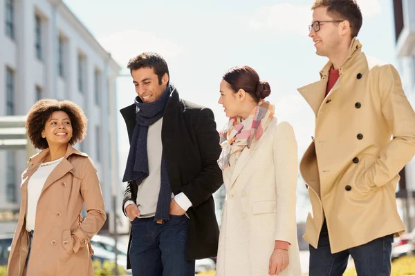 Office workers or friends talking on city street — Stock Photo, Image