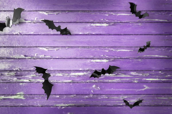 Черные летучие мыши над ультрафиолетовыми досками — стоковое фото