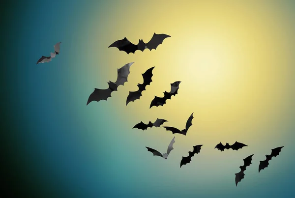 Morcegos voando sobre o luar no céu à noite fundo — Fotografia de Stock