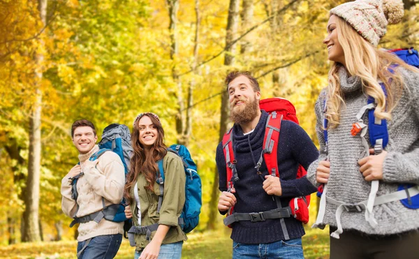 Hiking friends or travelers with backpacks — Stock Photo, Image
