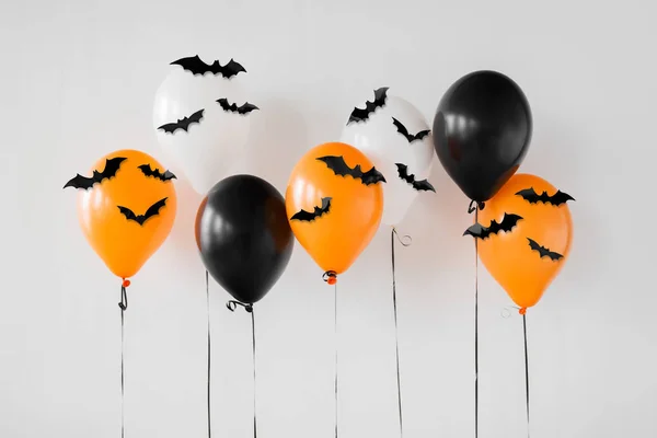 Halloween party balloons with black bats — Stock Photo, Image