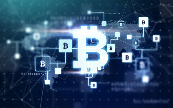 Bitcoin block chain projection — Stock Photo, Image