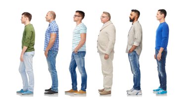 group of diverse men standing in line clipart