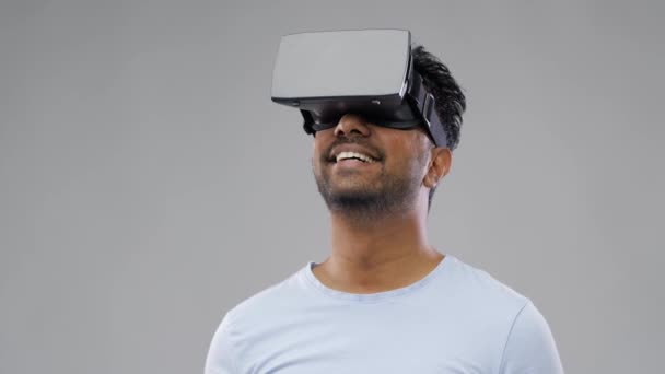 Man in virtual reality headset or vr glasses — Stock Video