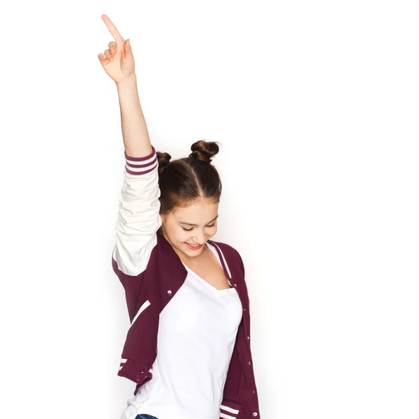 Lyckligt leende tonårig flicka dansa — Stockfoto