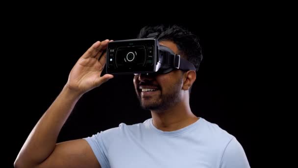 Technology Future People Concept Young Indian Man Glasses Virtual Reality — Stock Video