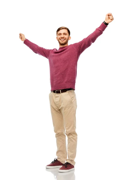 Šťastný mladý muž slaví úspěch — Stock fotografie