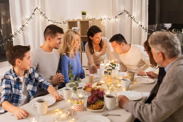 Happy family having birthday party at home — Stock Photo, Image