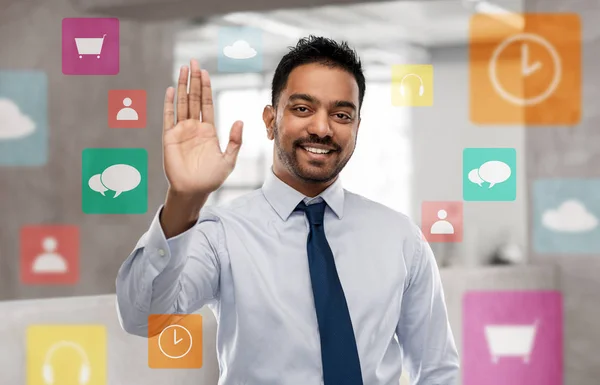 Indisk affärsman gör hög fem gest — Stockfoto