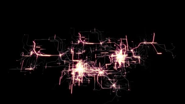 Rendering of network over black background — Stock Video