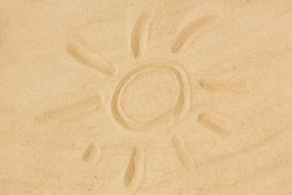 Picture of sun in sand on summer beach — Stock Photo, Image