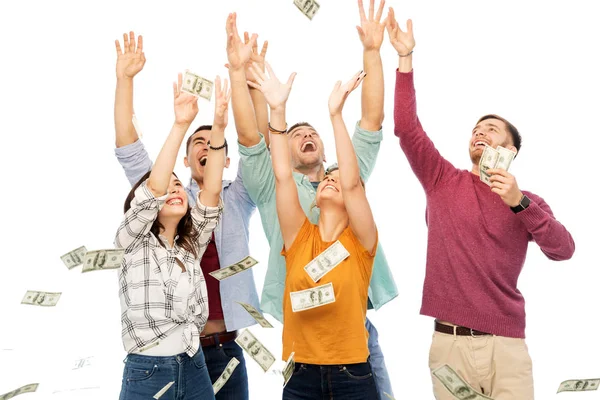 Finance Wealth People Concept Group Happy Friends Picking Money Falling Stock Photo