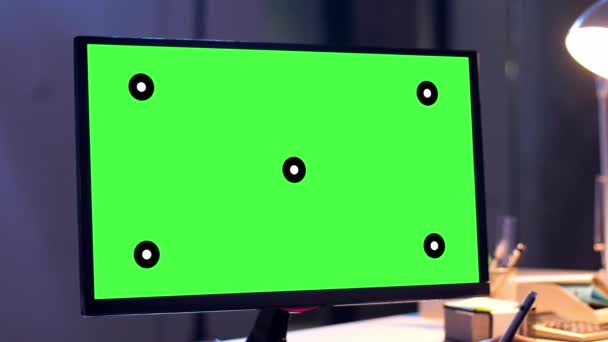 Technologie Virtuele Effecten Businessconcept Zakenvrouw Met Chroma Key Groen Scherm — Stockvideo