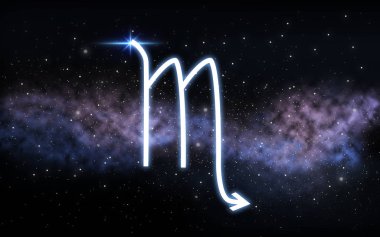 scorpio zodiac sign over night sky and galaxy clipart