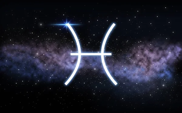 Znak zodiaku Ryby na nocnym niebie i galaxy — Zdjęcie stockowe