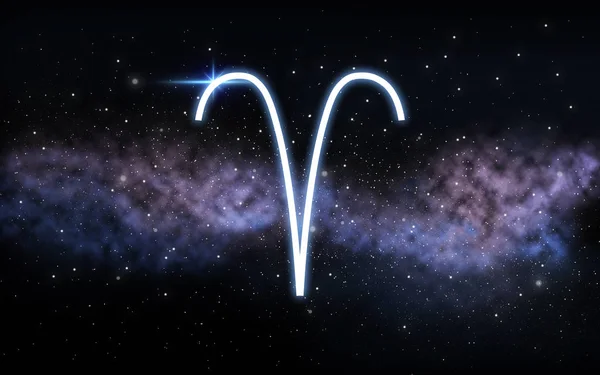 Знак зодиака над ночным небом и галактикой — стоковое фото