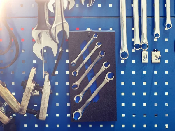 Tools set at car workshop — Stock Photo, Image