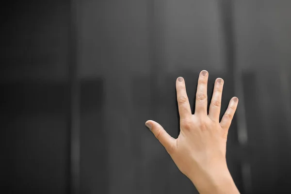 Hand using black interactive panel — Stock Photo, Image