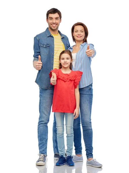 Família feliz mostrando polegares para cima — Fotografia de Stock