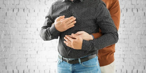 Close up of hugging male gay couple — Stock Photo, Image