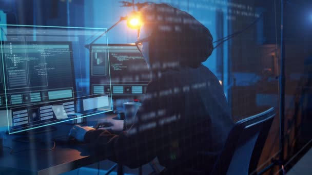 Hacker usando vírus de computador para ataque cibernético — Vídeo de Stock