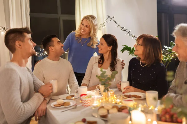 Happy family having tea party at home — Stock Photo, Image