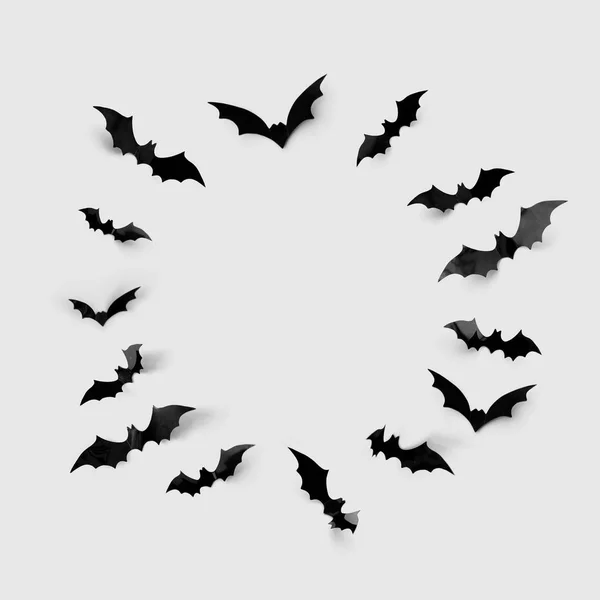 Chauves-souris noires halloween en cercle — Photo