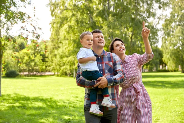 Šťastná rodina v letním parku — Stock fotografie