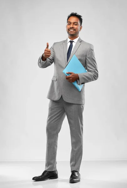 Indian businessman showing thumbs up — Stock Photo, Image