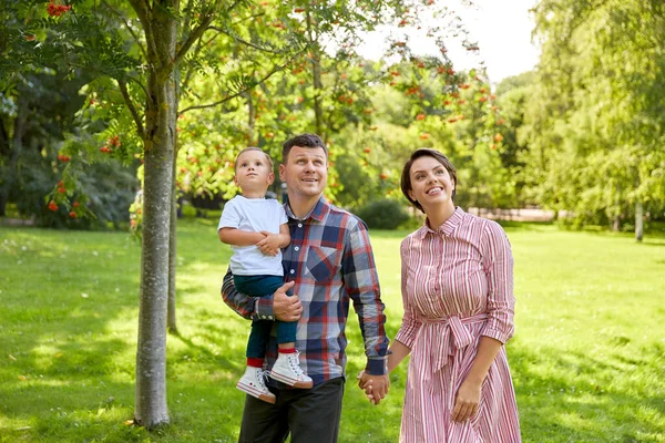 Famiglia felice al parco estivo — Foto Stock