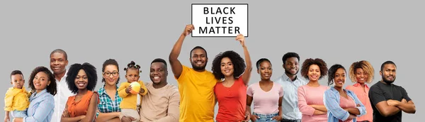 African people with black lives matter banner — Stock Photo, Image