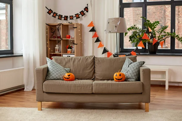 Jack-o-lanterne e decorazioni di Halloween a casa — Foto Stock